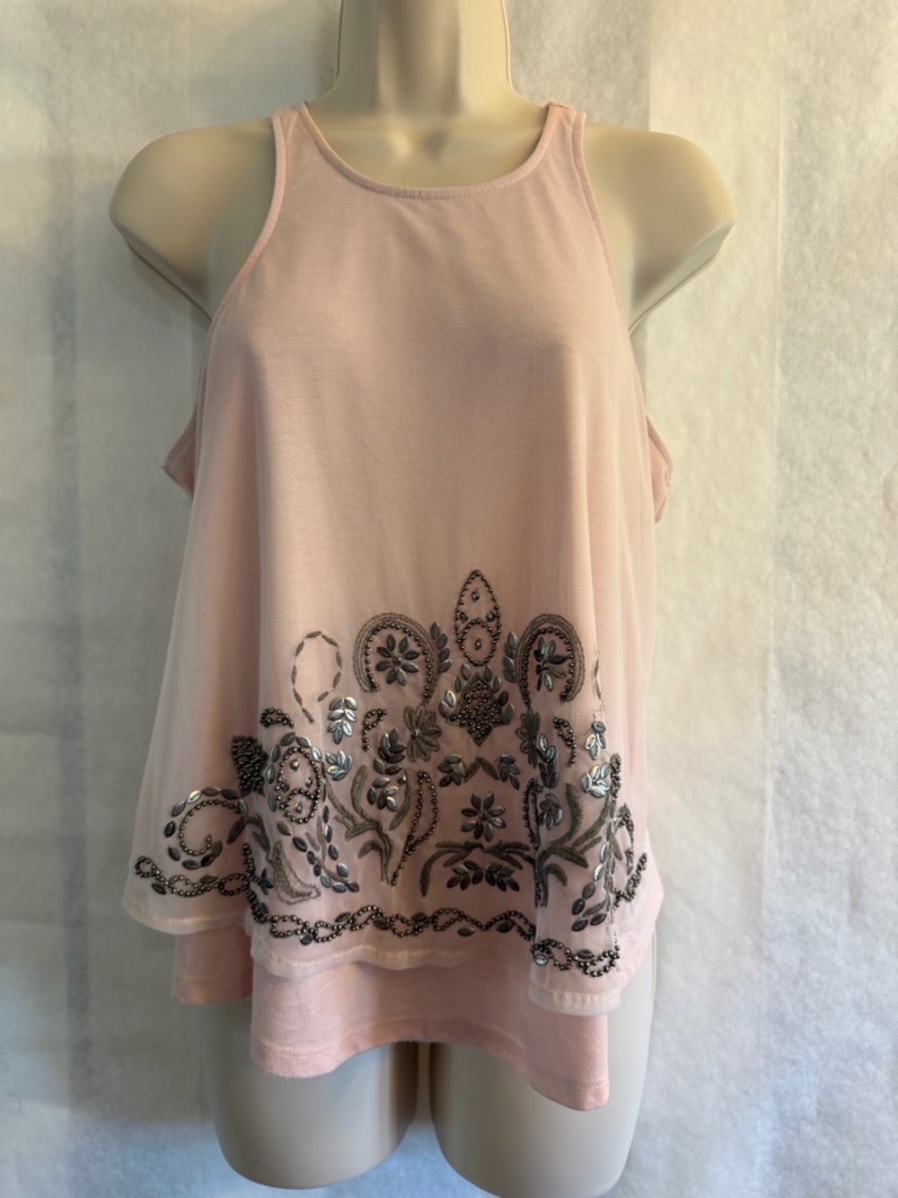 Hollister Blush Pink Embellished Tank Top Sz-S.  DD11‎